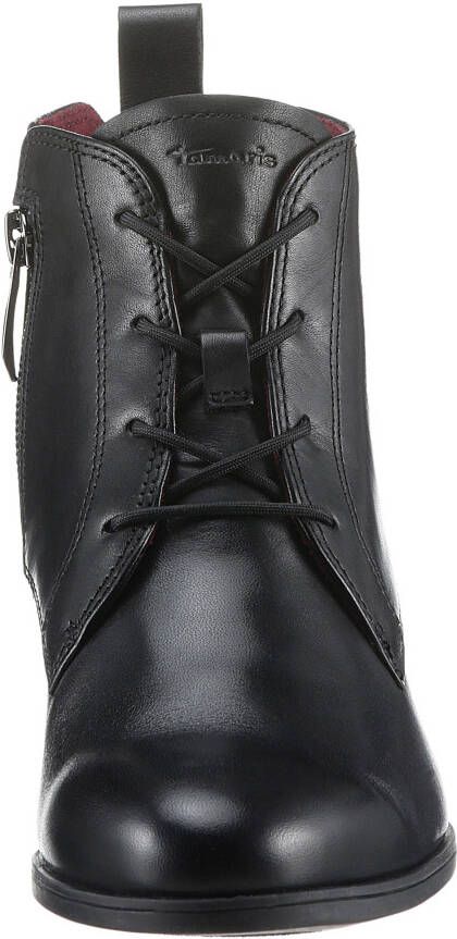 Tamaris Enkellaarsjes blokhak veterschoen business schoen met logo-embossing