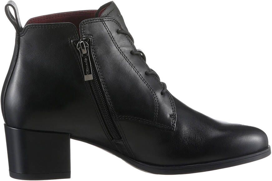 Tamaris Enkellaarsjes blokhak veterschoen business schoen met logo-embossing