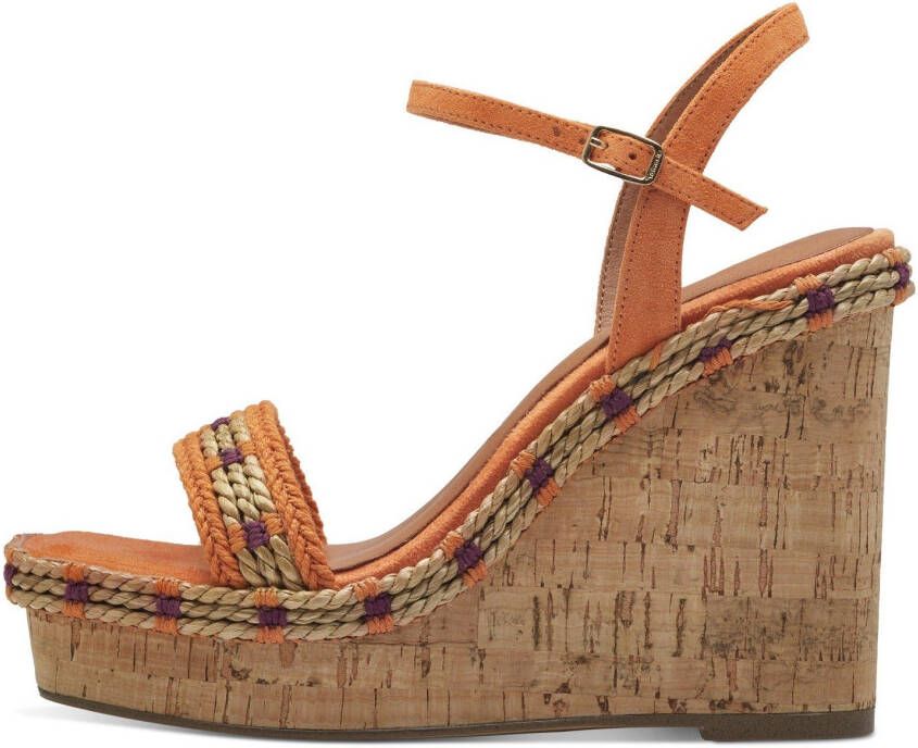 Tamaris Highheel sandaaltjes zomerschoen sandaal wig hak met mooie etno-versiering