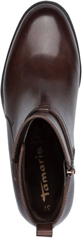 Tamaris Laarsjes blokhak business schoen ankleboots met t-logo decoratie