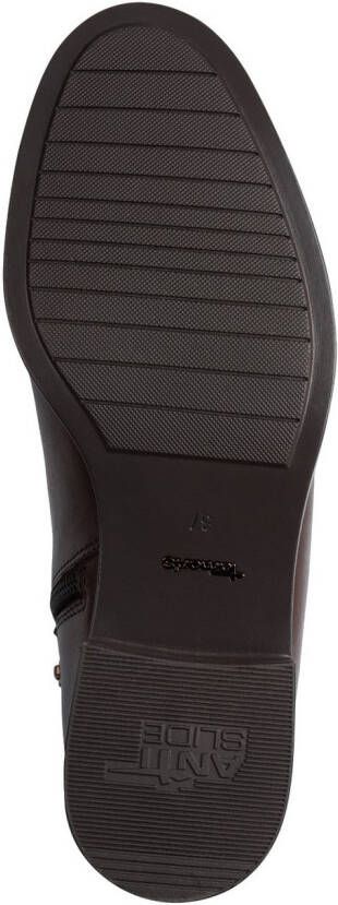 Tamaris Laarsjes blokhak business schoen ankleboots met t-logo decoratie