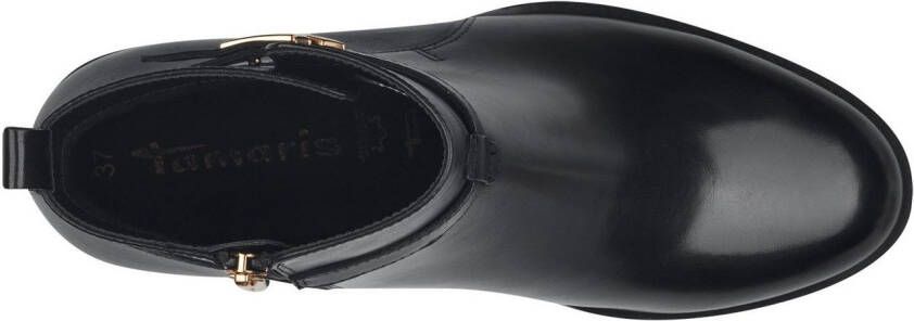 Tamaris Laarsjes blokhak business schoen ankleboots met t-logo decoratie
