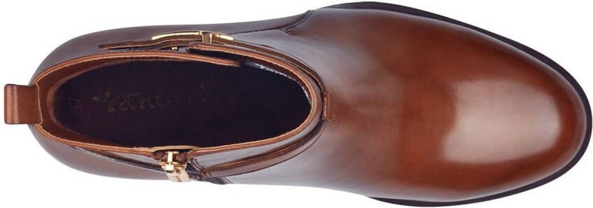 Tamaris Laarsjes blokhak business schoen ankleboots met t-logo decoratie