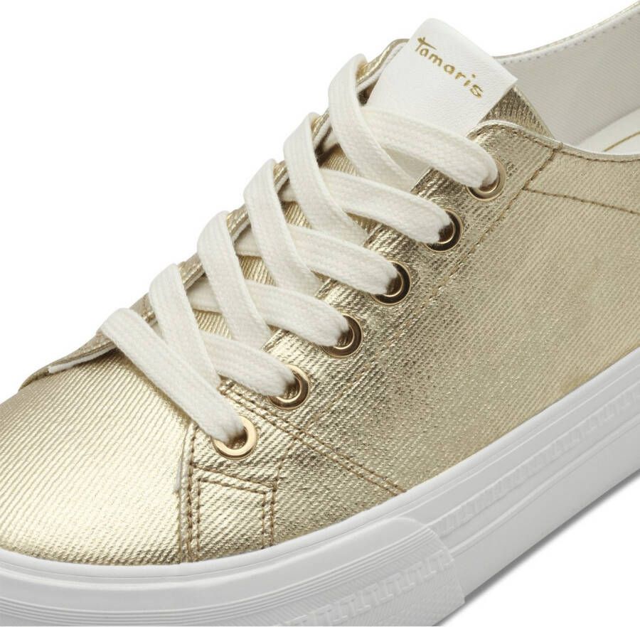 Tamaris Plateausneakers vrije tijd schoen lage schoen veterschoen met logo op de hiel