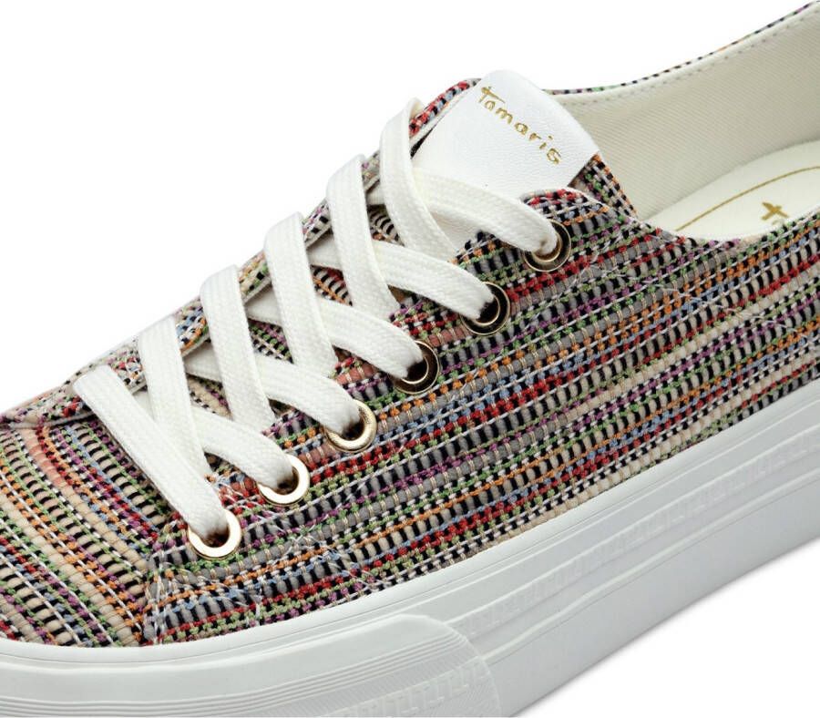 Tamaris Plateausneakers vrije tijd schoen lage schoen veterschoen met logo op de hiel