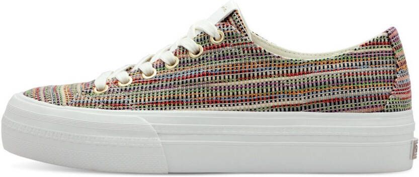 Tamaris Plateausneakers vrije tijd schoen lage schoen veterschoen met logo op de hiel