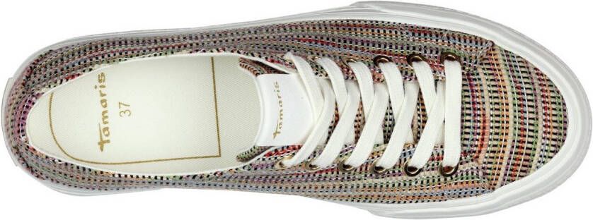 Tamaris Plateausneakers vrije tijd schoen lage schoen veterschoen met logo op de hiel