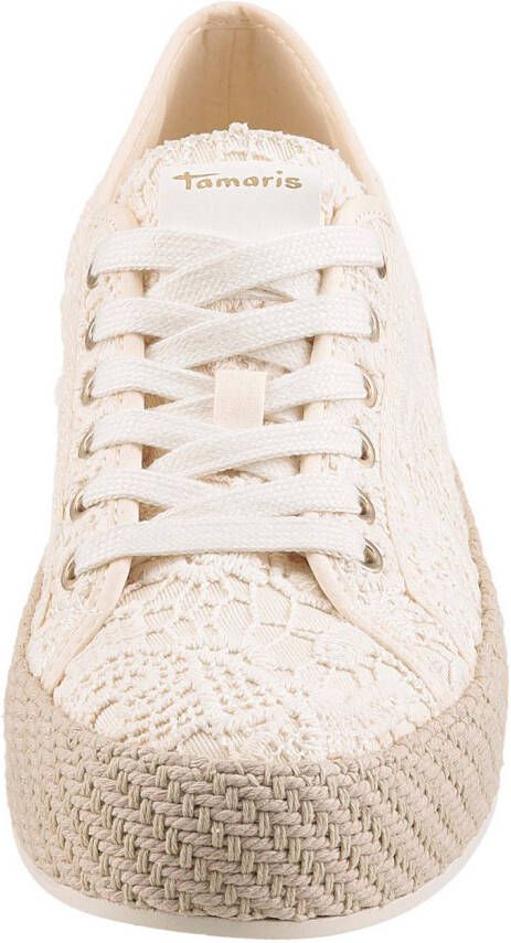 Tamaris Plateausneakers freizeitschoen lage schoen veterschoen met haakapplicatie