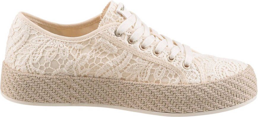 Tamaris Plateausneakers freizeitschoen lage schoen veterschoen met haakapplicatie