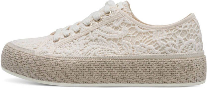 Tamaris Plateausneakers freizeitschoen lage schoen veterschoen met haakapplicatie