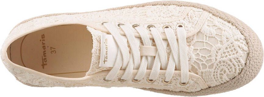 Tamaris Plateausneakers freizeitschoen lage schoen veterschoen met haakapplicatie