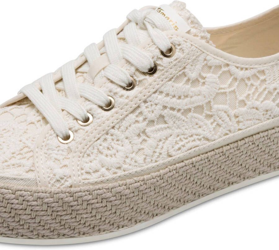 Tamaris Plateausneakers freizeitschoen lage schoen veterschoen met haakapplicatie