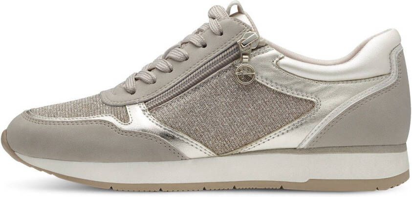 Tamaris Plateausneakers vrijetijdsschoen lage schoen veterschoen met subtiele metallic-details