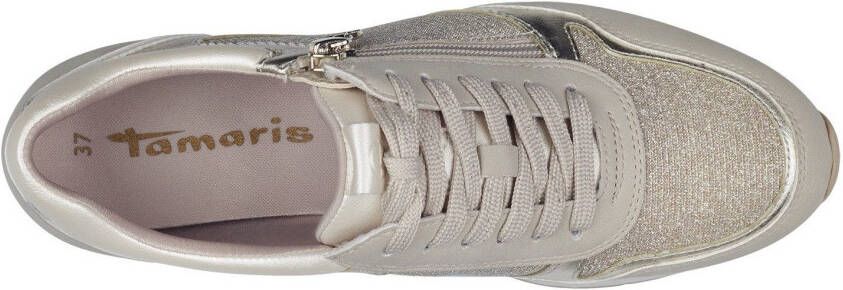Tamaris Plateausneakers vrijetijdsschoen lage schoen veterschoen met subtiele metallic-details