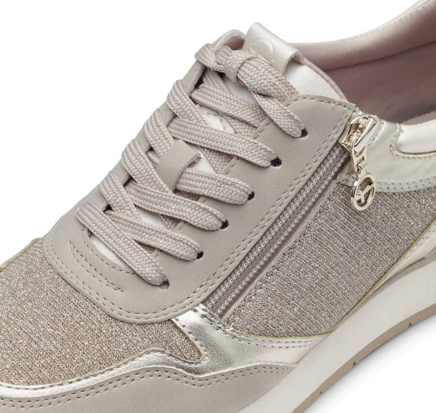 Tamaris Plateausneakers vrijetijdsschoen lage schoen veterschoen met subtiele metallic-details