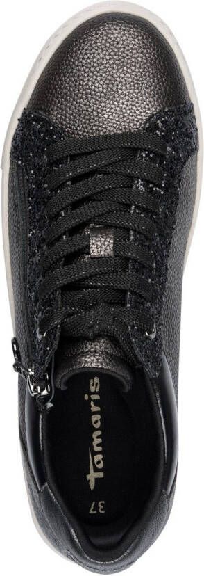 Tamaris Plateausneakers vrijetijdsschoen halfschoen veterschoen met inzetten en glinsterdetails
