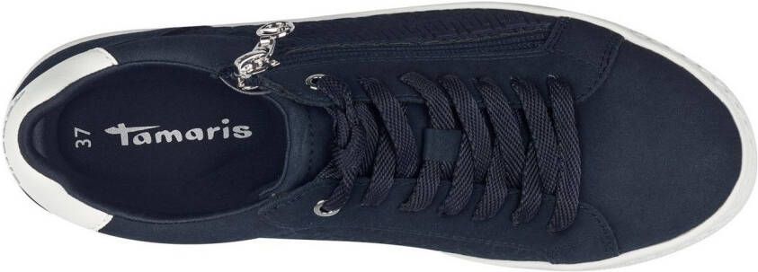 Tamaris Plateausneakers vrijetijdsschoen halfschoen veterschoen met inzetten en glinsterdetails