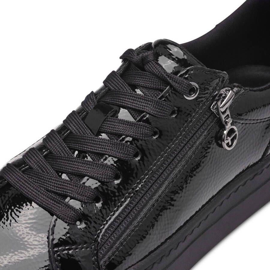 Tamaris Plateausneakers vrijetijdsschoen halfschoen veterschoen met t-logo hanger vegan
