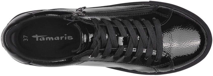 Tamaris Plateausneakers vrijetijdsschoen halfschoen veterschoen met t-logo hanger vegan