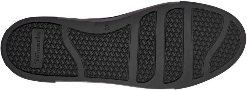 Tamaris Plateausneakers vrijetijdsschoen halfschoen veterschoen met t-logo hanger vegan