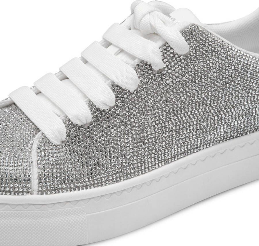 Tamaris Plateausneakers vrijetijdsschoen lage schoen veterschoen in zilver-glitterlook