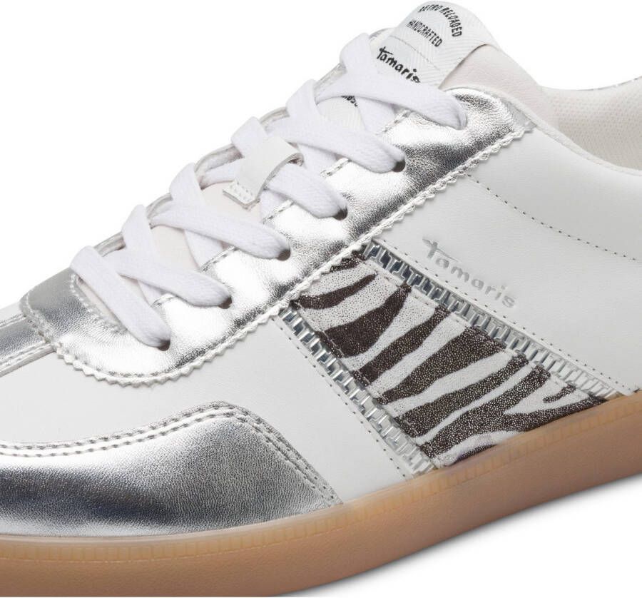 Tamaris Plateausneakers vrijetijdsschoen lage schoen veterschoen met glitter op de hiel