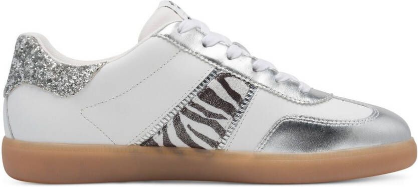 Tamaris Plateausneakers vrijetijdsschoen lage schoen veterschoen met glitter op de hiel