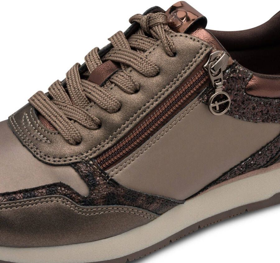Tamaris Plateausneakers vrijetijdsschoen lage schoen veterschoen met subtiele metallic-details