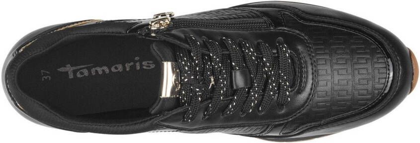 Tamaris Plateausneakers vrijetijdsschoen lage schoen veterschoen met subtiele metallic-details
