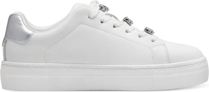 Tamaris Plateausneakers vrijetijdsschoen lage schoen veterschoen versierd met sierstenen
