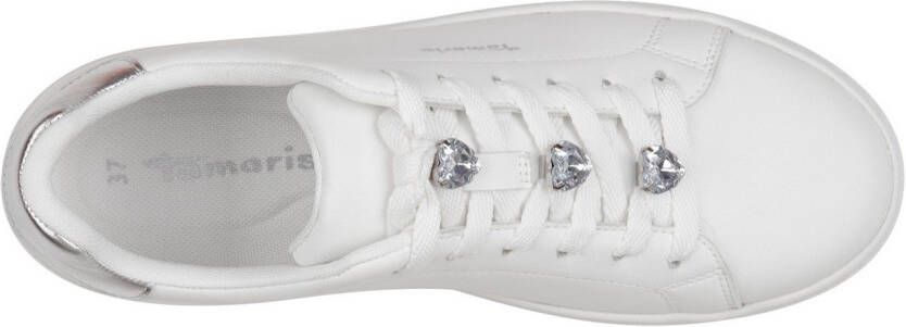 Tamaris Plateausneakers vrijetijdsschoen lage schoen veterschoen versierd met sierstenen