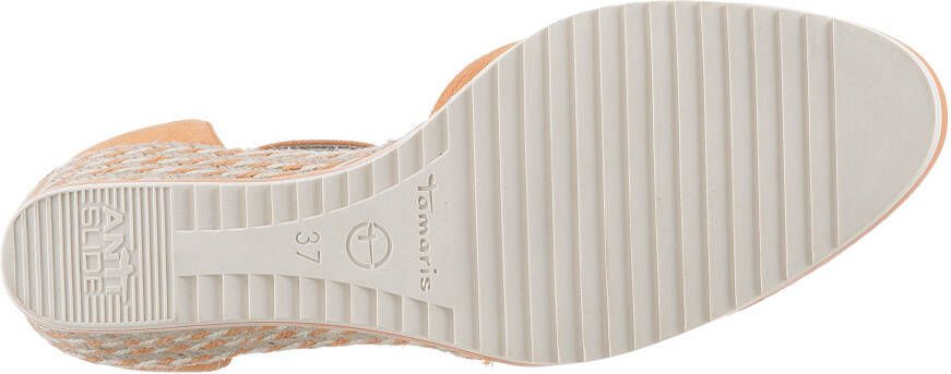 Tamaris Pumps met sleehak instapschoen riemzandan met modieuze jute-afwerking