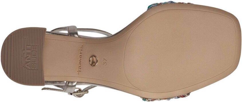 Tamaris Sandaaltjes zomerschoen sandaal blokhak met metallic look