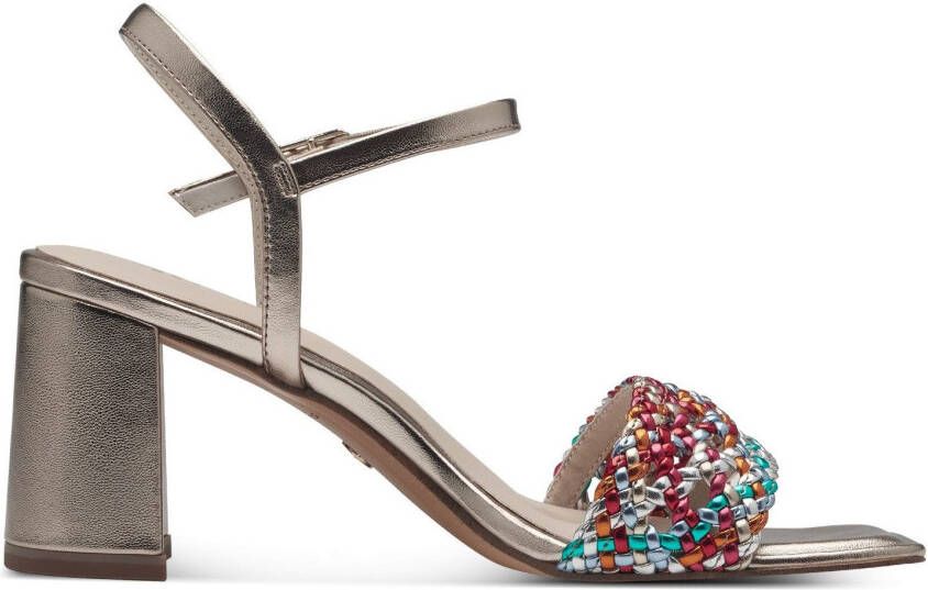 Tamaris Sandaaltjes zomerschoen sandaal blokhak met metallic look
