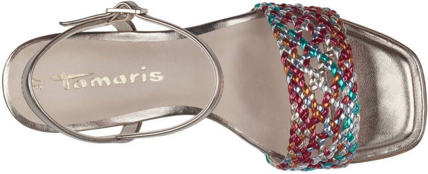 Tamaris Sandaaltjes zomerschoen sandaal blokhak met metallic look