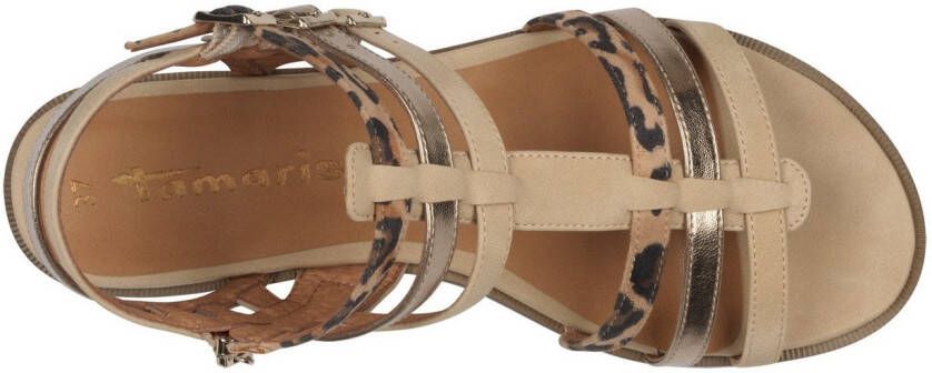 Tamaris Sandalen sandalette zomerschoen met afwerking in leeuwen- en metalliclook