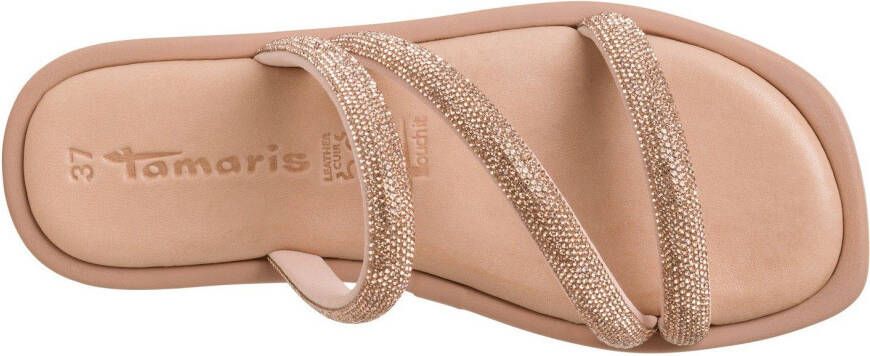 Tamaris Slippers zomerschoen slippers met delicate glitterbandjes