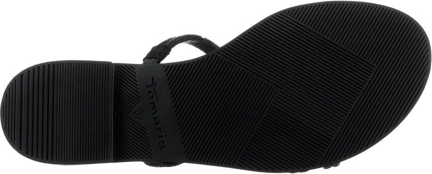 Tamaris Slippers feestdagmode zomerschoen met uitgebreide steentjesversiering