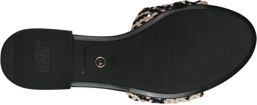 Tamaris Slippers blokhak zomerschoen slippers met gevlochten bandage