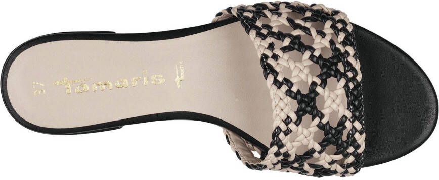 Tamaris Slippers blokhak zomerschoen slippers met gevlochten bandage