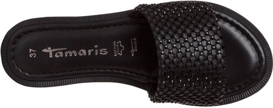 Tamaris Slippers zomerschoen slippers met stijlvolle glitternet