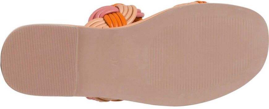 Tamaris Slippers blokhak zomerschoen slippers met gevlochten bandage