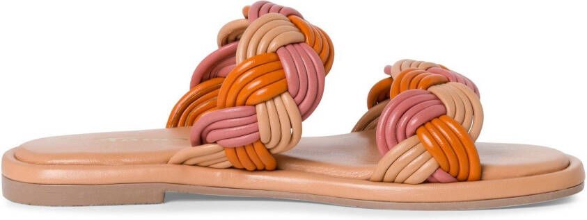 Tamaris Slippers blokhak zomerschoen slippers met gevlochten bandage