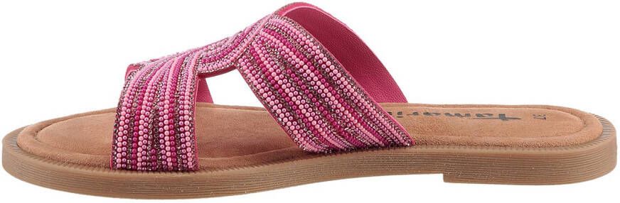 Tamaris Slippers blokhak feestmode zomerschoen met fonkelende bandage