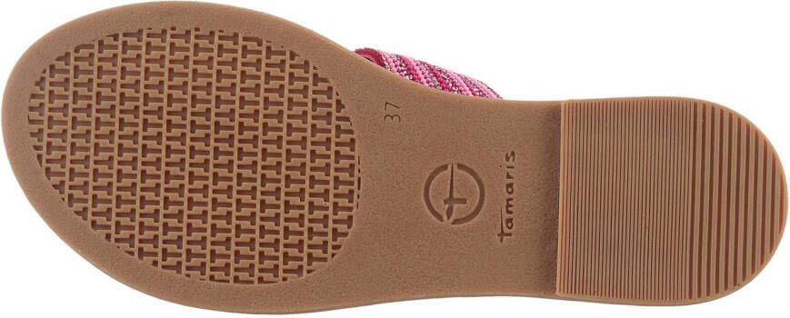 Tamaris Slippers blokhak feestmode zomerschoen met fonkelende bandage