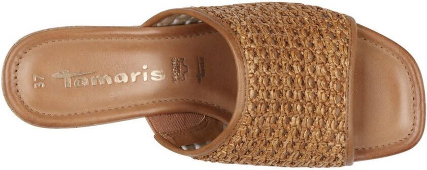 Tamaris Slippers blokhak plateau zomerschoen in vlechtlook