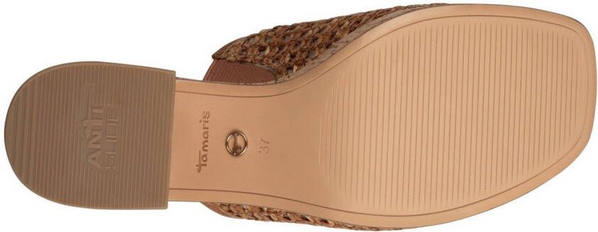 Tamaris Slippers blokhak plateau zomerschoen in vlechtlook