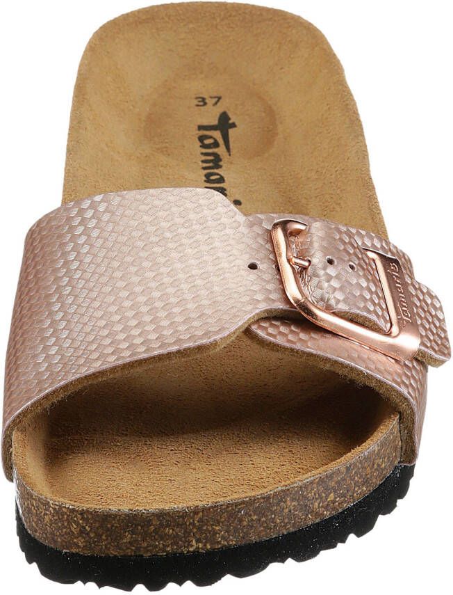 Tamaris Slippers zomerschoen slippers in metallic-look