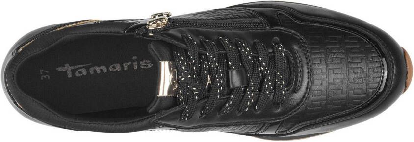 Tamaris Plateausneakers vrijetijdsschoen lage schoen veterschoen met subtiele metallic-details