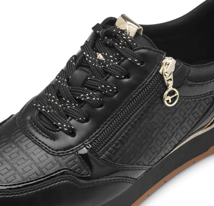 Tamaris Plateausneakers vrijetijdsschoen lage schoen veterschoen met subtiele metallic-details